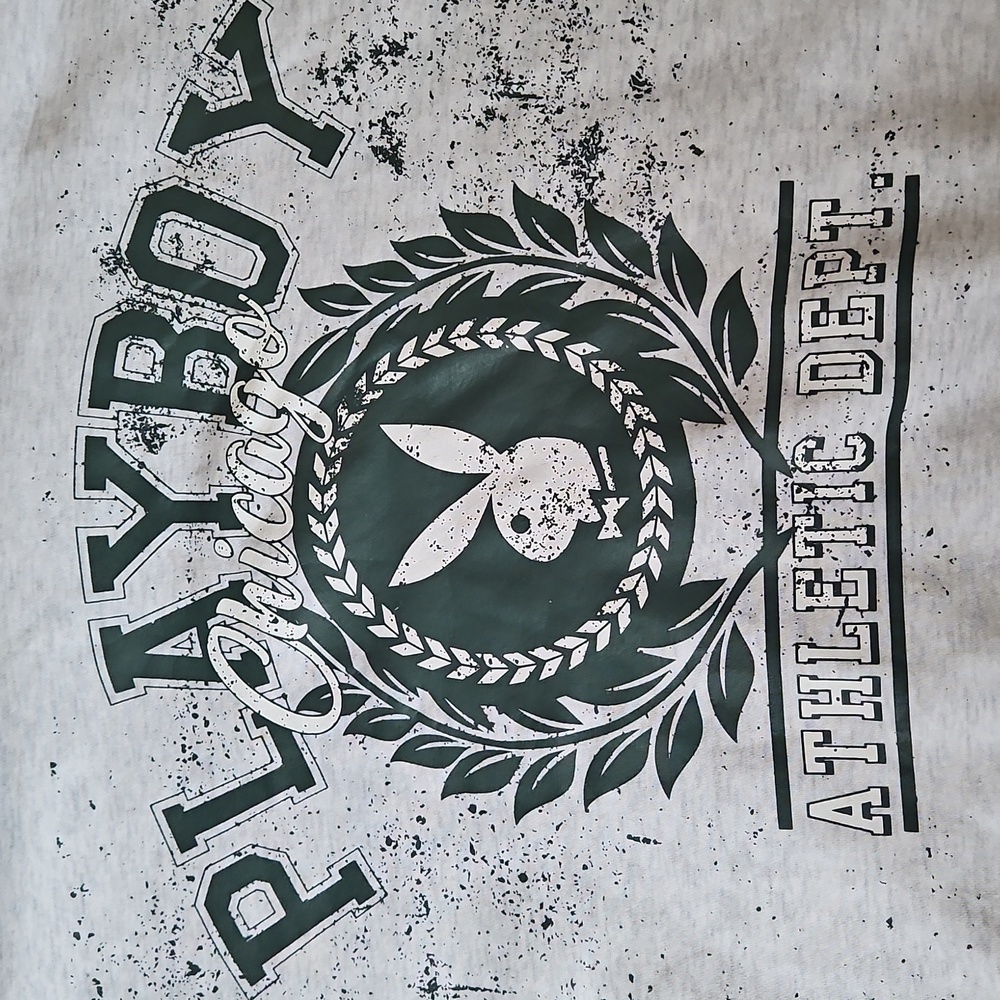 Missguided Turtle Neck Playboy Gray and Green Logo Sweatshirt - Picture 8 of 8